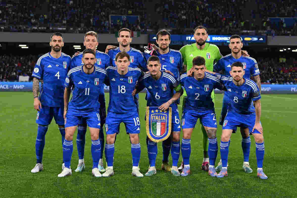 La nazionale italiana di calcio in campo