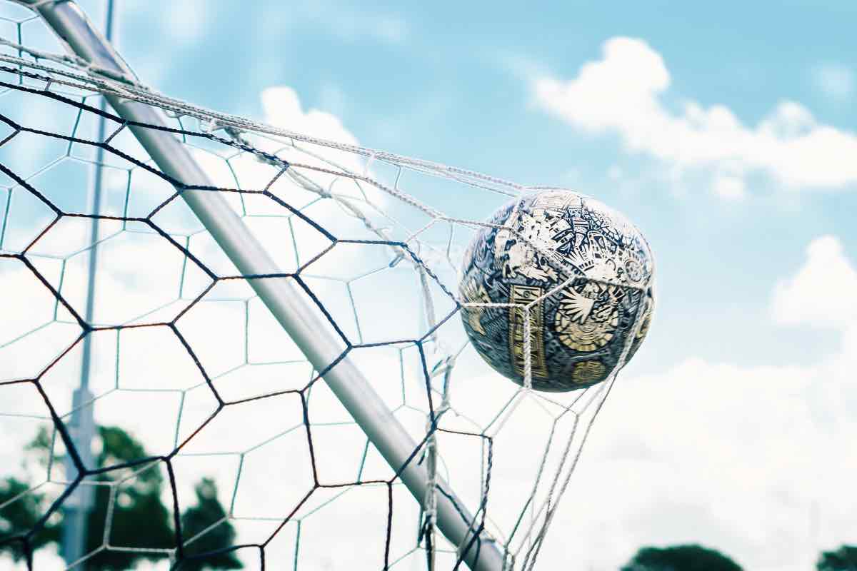 Pallone da calcio in rete