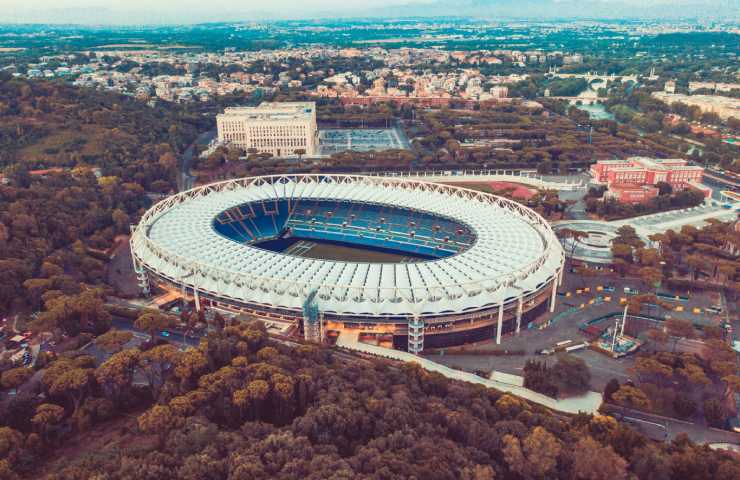 Un immagine dello stadio olimpico di Roma scattata dall'alto