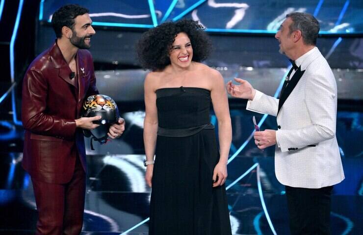 Federica Brignone con Amadeus e Mengoni