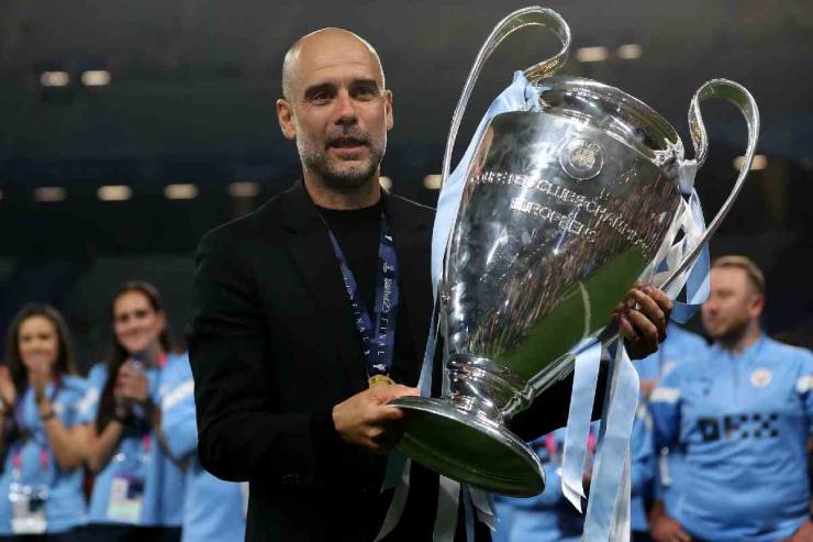 Pep Guardiola e il Manchester City vogliono difendere la Champions League conquistata lo scorso anno