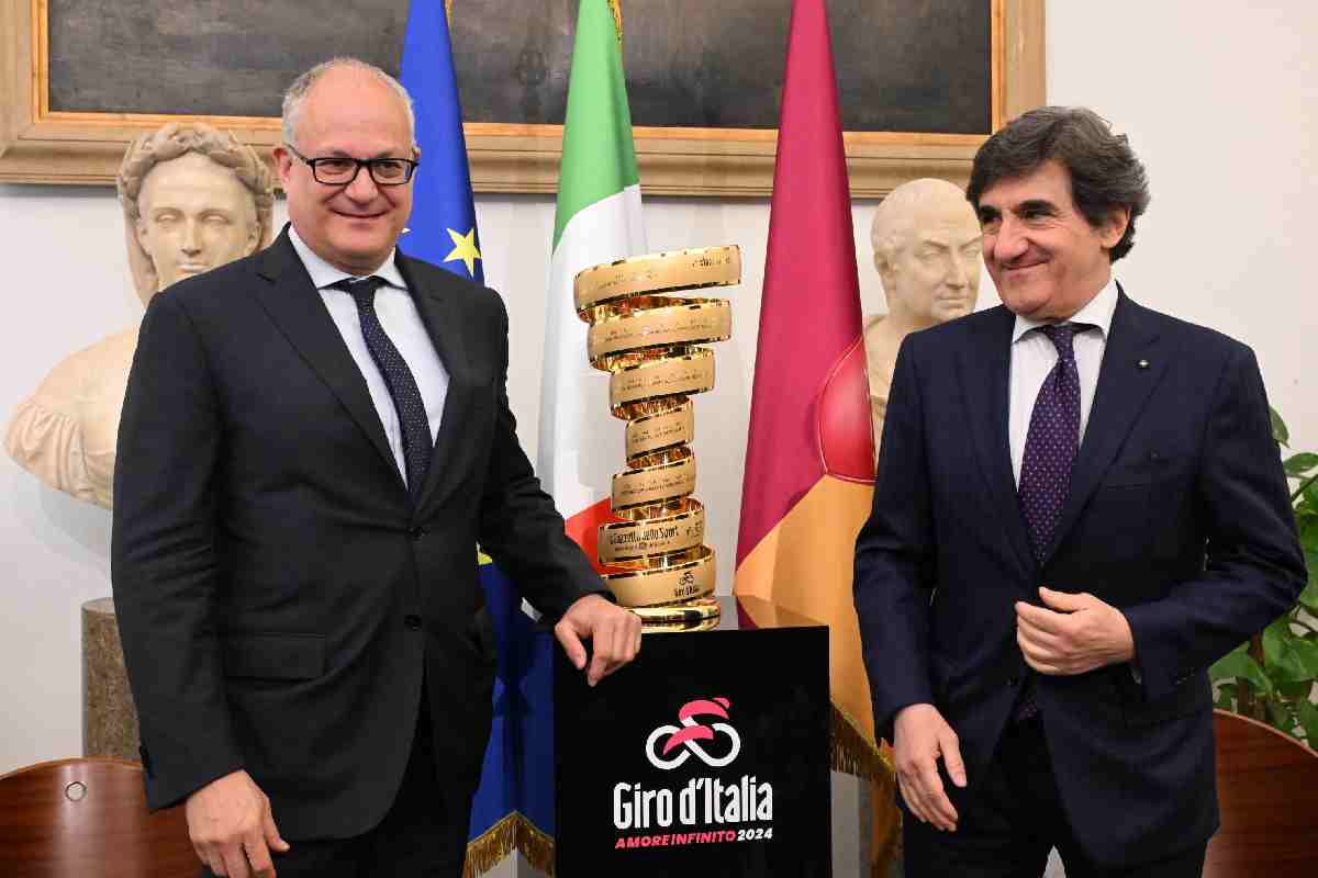 Roberto Gualtieri e Urbano Cairo Giro d'Italia a Roma