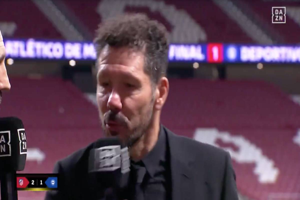 Simeone si commuove in diretta