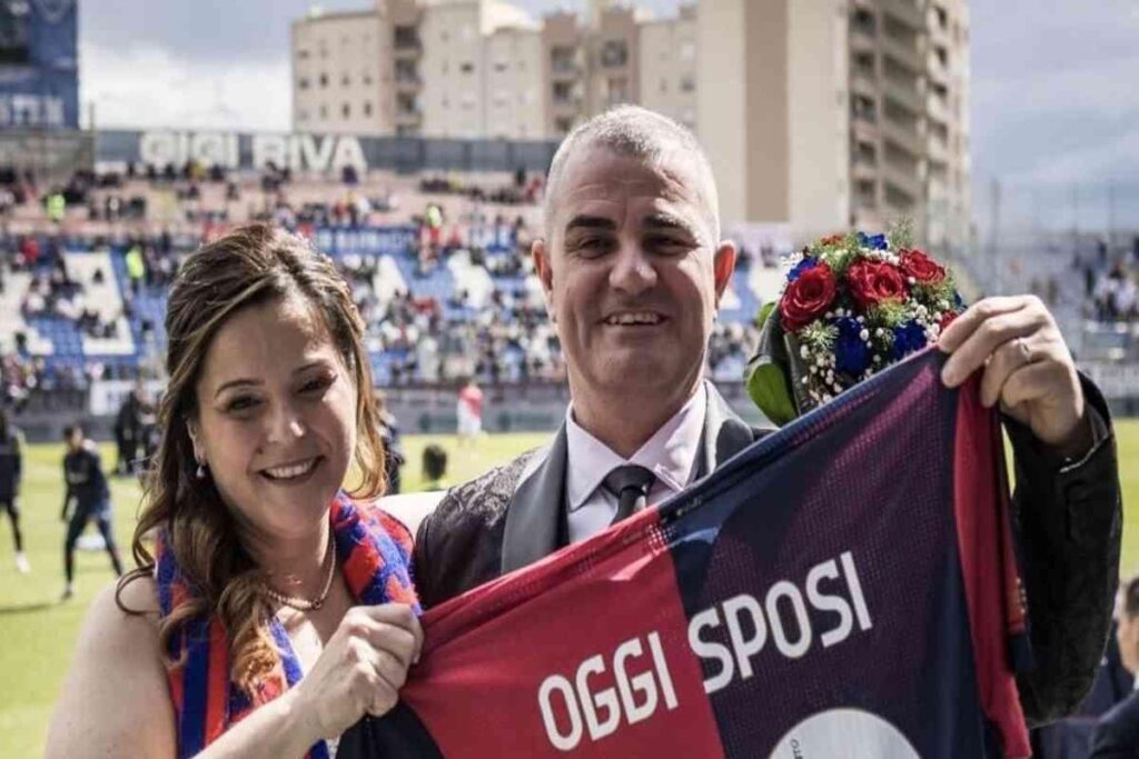 Un matrimonio indimenticabile: festeggiare l'amore allo stadio per Cagliari-Monza